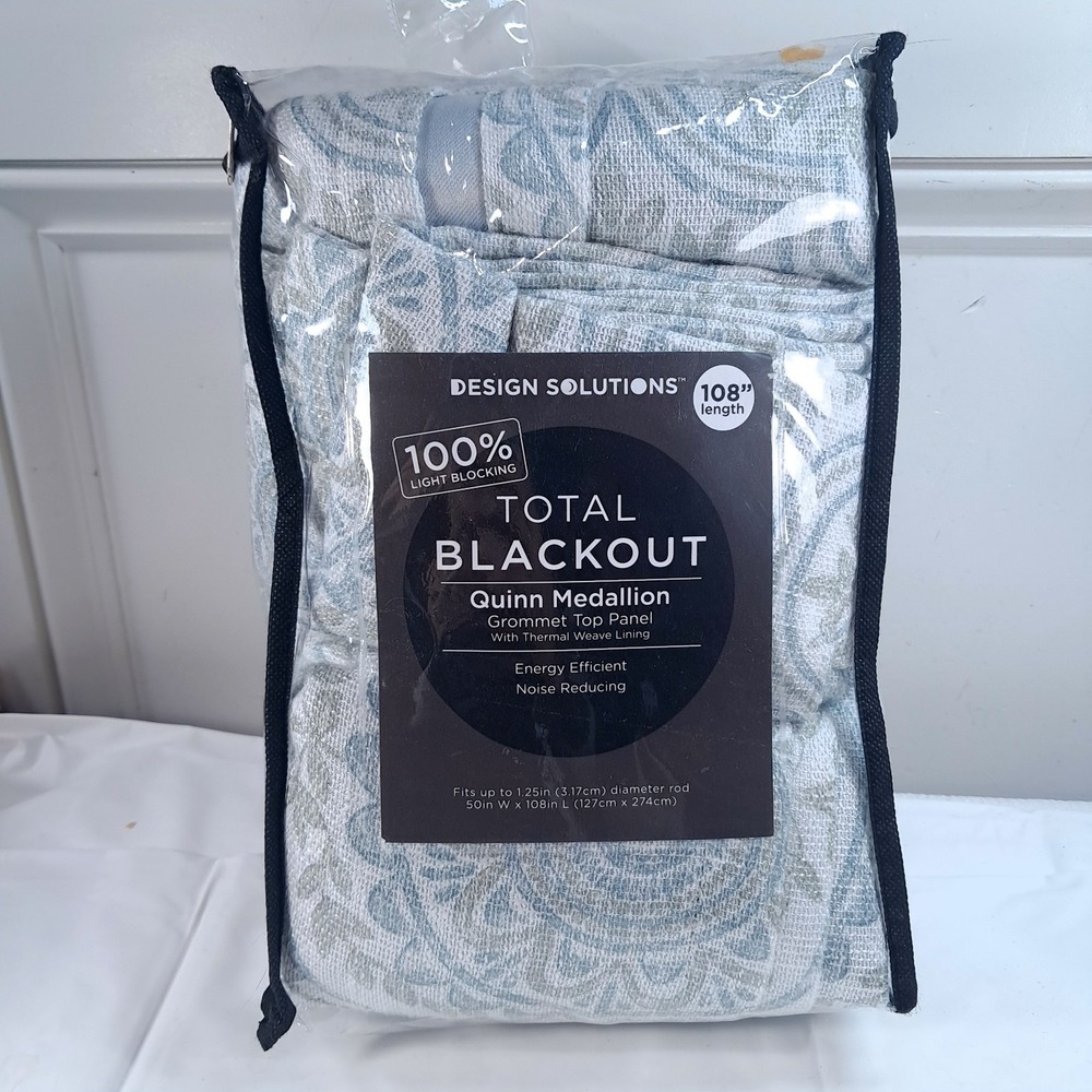 Design Solutions Quinn Medallion Curtain Single Panel 50x108" Total Blackout